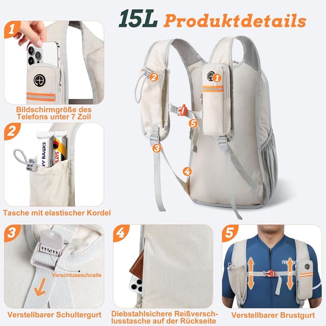 Detalle 2 de BECOJADDE 15L Wanderrucksack