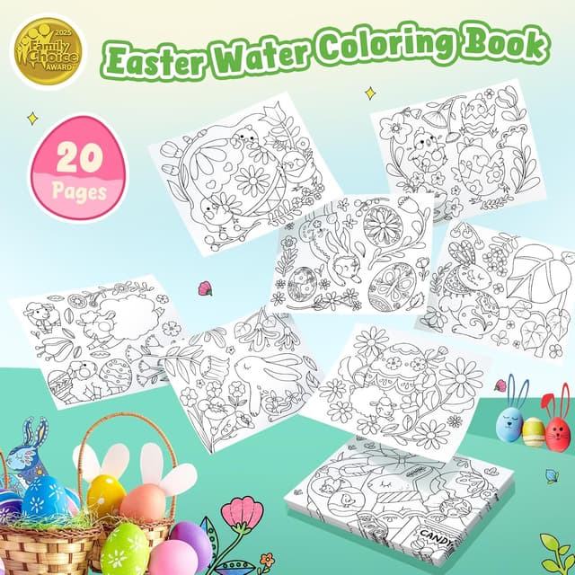 Detalle 2 de JoyCat Paint with Water Water Colouring Books Set for Toddlers (Easter theme) – Light Green