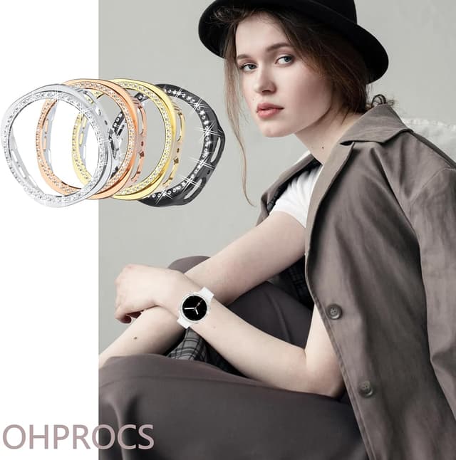 Detalle de 4X Bling Case for Samsung Galaxy Watch 8 40mm (2025) — Diamond Bumper Hard PC Cover (Black/Rosegold/Silver/Gold)