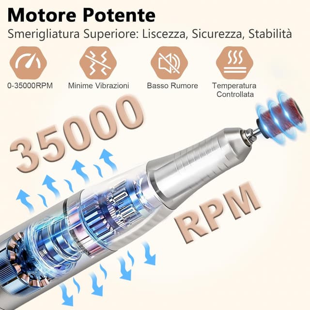 Detalle 2 de Enniewi fresa per unghie professionale 35.000 RPM con display LED