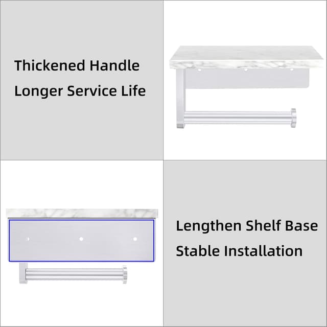 Thumbnail 4 de Gypie Toilet Roll Holder with Marble Shelf 17cm