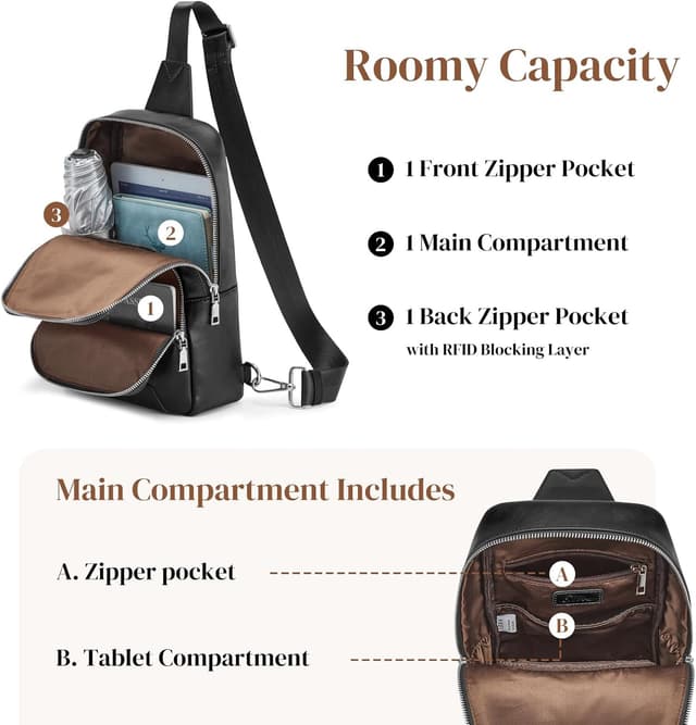 Detalle de S-ZONE leather sling bag, crossbody 13.0 in