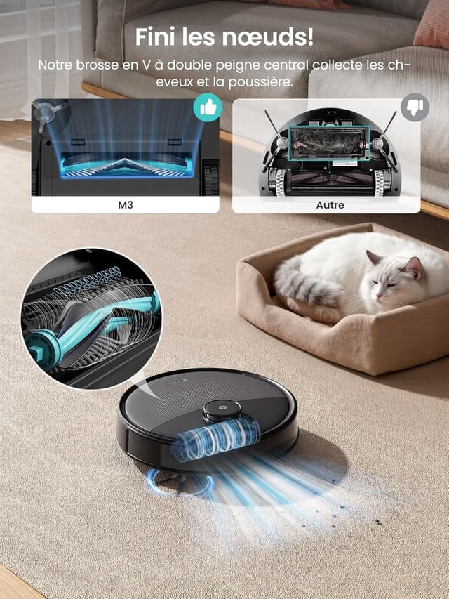 Detalle de Lefant M3 Robot Aspirateur Laveur 12 000 Pa avec station multifonctionnelle