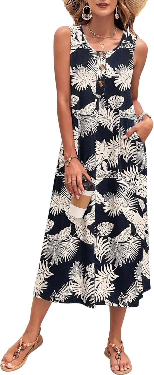 Thumbnail 6 de MOLERANI Women’s Summer Maxi Dress 2026 Sleeveless Button-Down Casual Loose Long Beach Dress