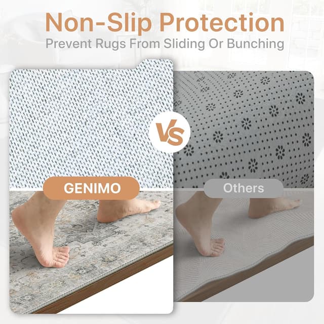 Detalle 2 de GENIMO Large Washable Rugs (240x300cm) – Extra Large Low Pile Non-Shedding Area Rug, Vintage Boho/Oriental Design