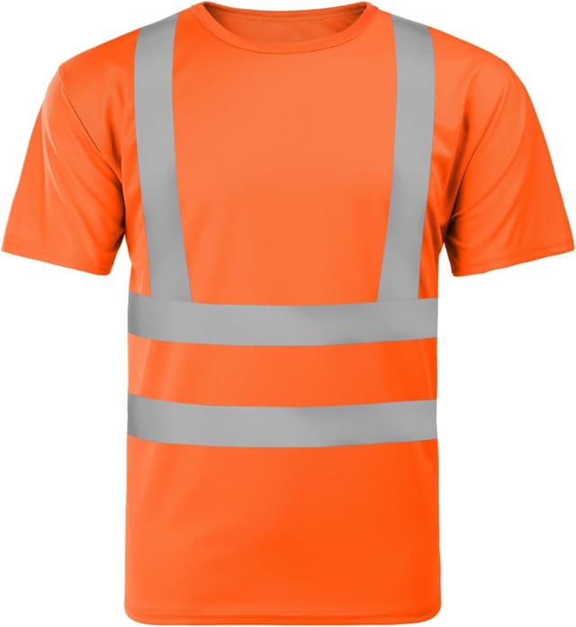 Detalle de AUYAO Maglietta manica corta alta visibilità arancione con strisce riflettenti