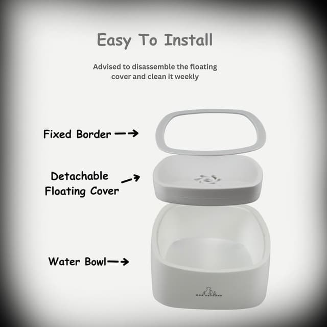 Detalle de H&A PETCARE Non Spill Dogs Water Bowl (1.5L) – Travel splash-proof bowl for dogs and cats, grey