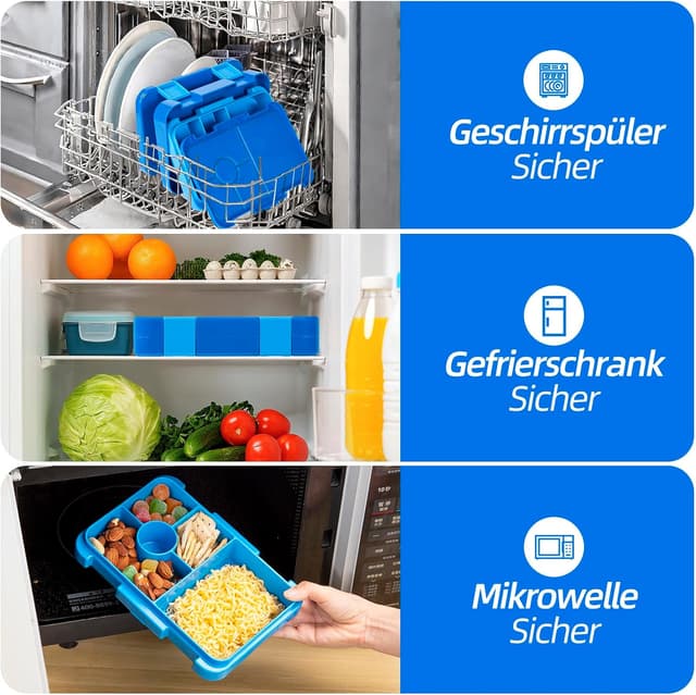 Detalle 1 de QCQHDU Brotdose Kinder mit 6 Fächern 810 ml