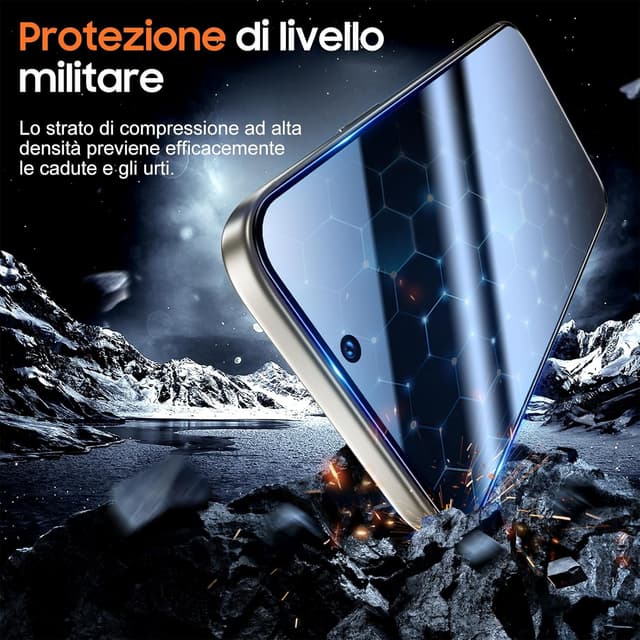 Detalle de UniqueMe per iPhone 17 Pro: pellicola privacy in vetro temperato 3D, 2 pezzi (anti-spia, anti-impronte)