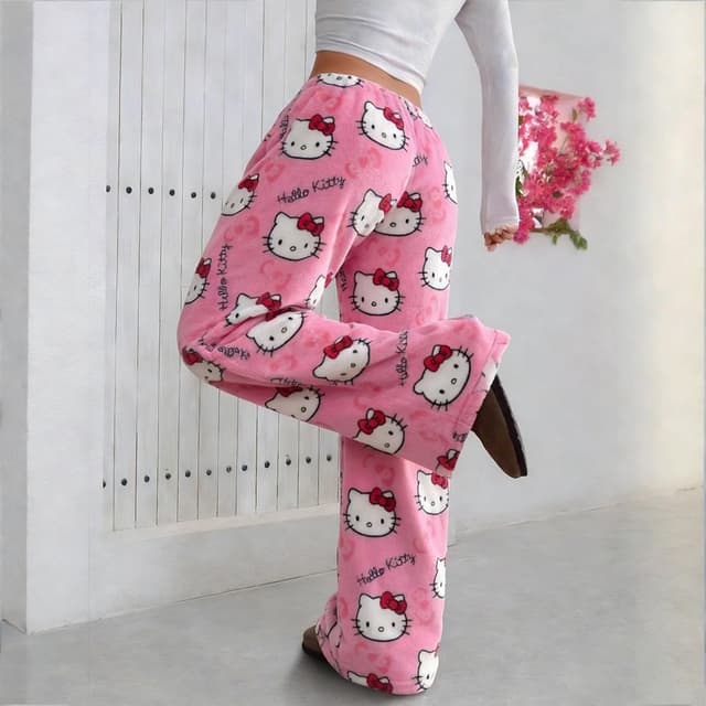 Thumbnail 6 de Europäische Größe Pyjama Hosen Damen aus Flanell – Anime-/Cartoon Freizeit-Lounghose für Herbst & Winter