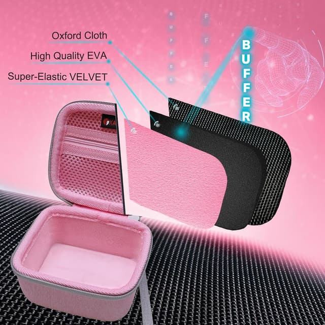 Detalle de XANAD Kinderkamera Tasche für Sofortbildkameras – wasserdichte, stoßfeste Schutzhülle mit Thermodruckpapier-Fach (Rosa)