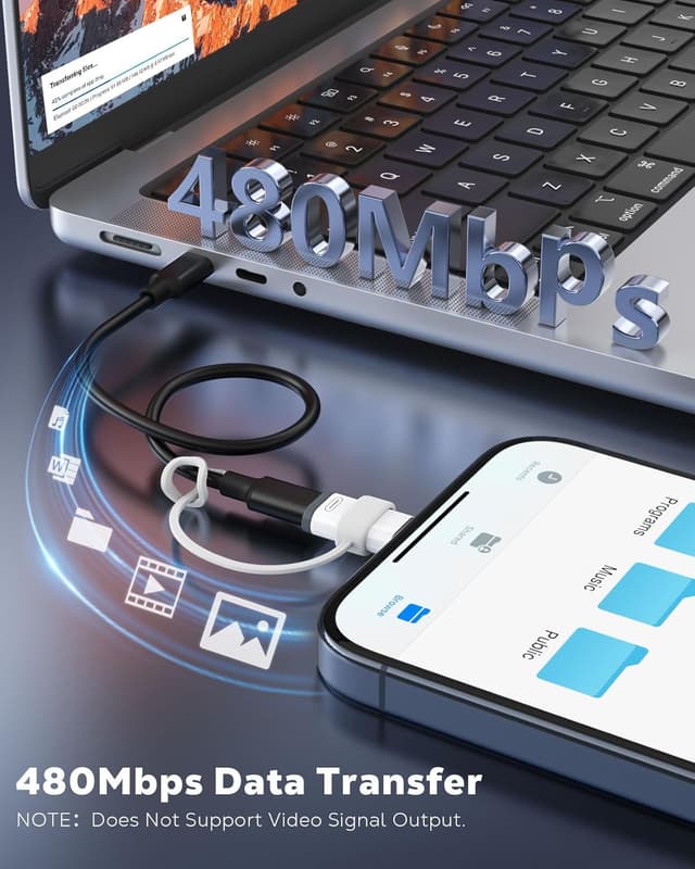 Detalle 2 de MoKo Lightning to USB-C Adapter 4 Pack (USB-C to Lightning) for iPhone, iPad & selected Galaxy devices