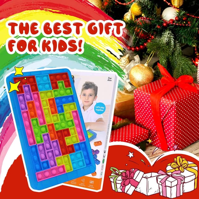 Thumbnail 6 de Silicone Sensory Fidget Toys Tetris-Style Pop It Puzzle for Kids & Adults (Anti-Stress Squeeze Toys)