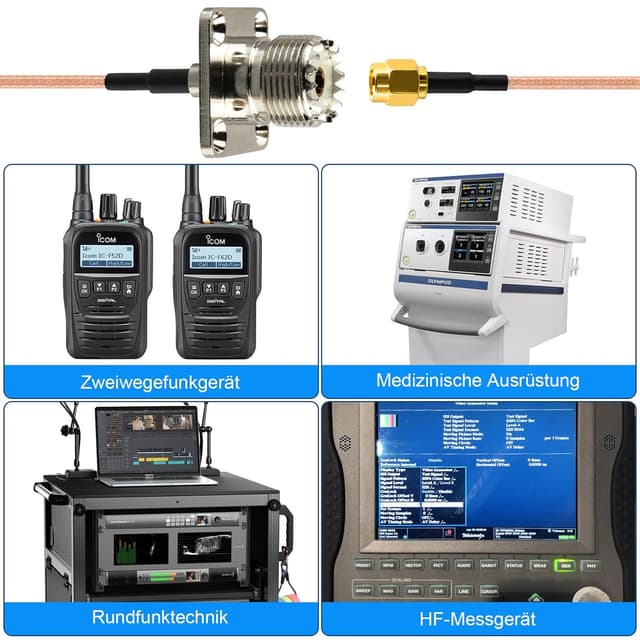 Detalle 1 de urcianow 2er-Pack SMA-Male auf UHF-Female SO239 (4-Loch Panel) mit 20 cm RG316, 50-Ohm Koaxialkabel