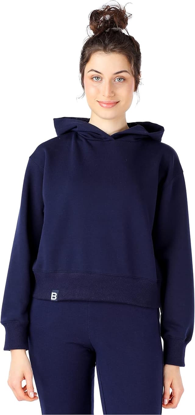 Detalle de Bellivalini sweat à capuche femme court BLV208 en coton (coupe crop)