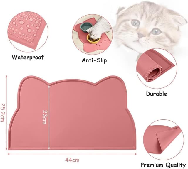 Detalle 2 de vsshe Dogs and Cats Silicone Feeding Mat (Pink) – Non-slip, waterproof bowl mat for dogs, cats and rabbits