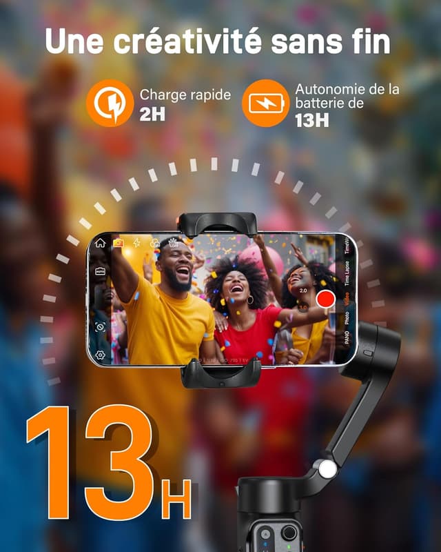 Thumbnail 6 de Hohem iSteady V3 : stabilisateur smartphone 3 axes avec tracker AI magnétique et trépied intégré
