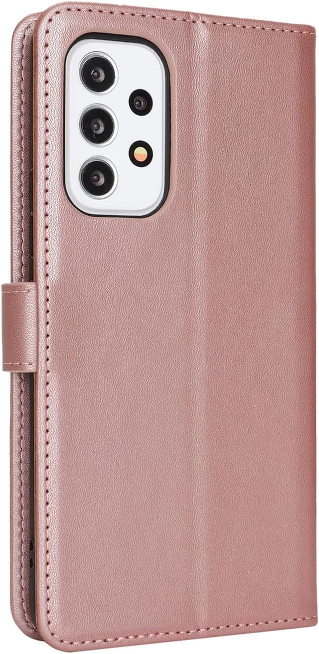Detalle de Zouzt Wallet Case for Samsung Galaxy A33 (Rose Gold) with 3 Card Slots, Magnetic Clasp & Kickstand