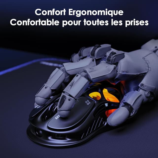 Thumbnail 6 de GravaStar Mercury M2 – Souris MMO filaire/sans fil avec capteur optique 26 000 DPI, 5 boutons programmables et éclairage RVB Dynamic Lightsync