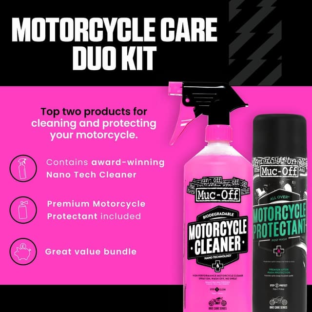 Detalle 2 de Muc-Off Motorcycle Care Duo Kit: detergente nano tech e spray protettivo per la cura della moto
