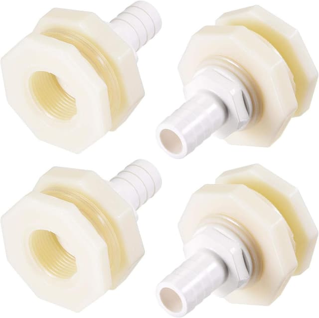Detalle de Recogwood 4-pack Bulkhead Fitting Adapter (G3/4 female to 16mm barbed, ABS) for tanks and aquariums