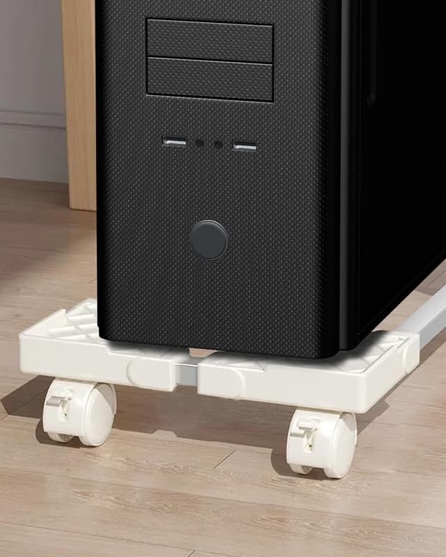 Detalle 2 de BOTEWO Support tour PC sous bureau avec roulettes (blanc) – support CPU mobile réglable