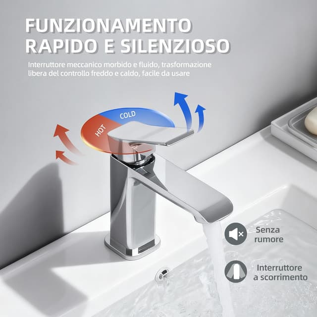 Detalle 2 de BELZ Rubinetto da bagno con miscelatore monocomando cromato (altezza 86 mm)