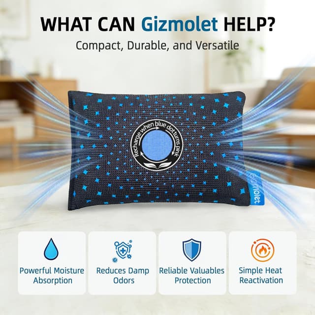 Detalle de Gizmolet déshumidificateur pour voiture avec gel de silice et hygromètre digital (2 × 500 g)