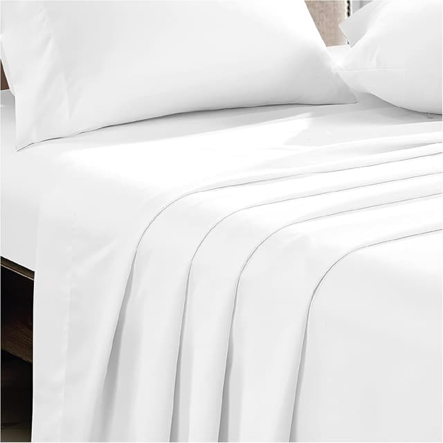 Detalle de APEX FURNISHINGS Egyptian Cotton 300 Thread Count Flat Sheet for Single Bed (180cm x 255cm)
