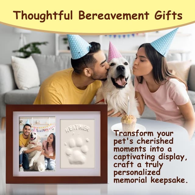 Detalle de PewinGo Pet Memorial Frame (Dogs & Cats) with Paw Print Clay Imprint Kit for 6 x 4 Photo