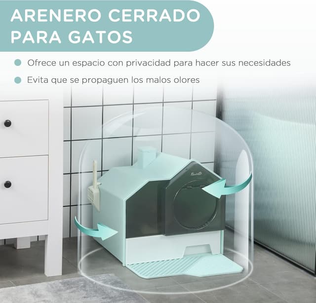 Thumbnail 4 de PawHut Arenero Cubierto para Gatos 47x45x42 cm