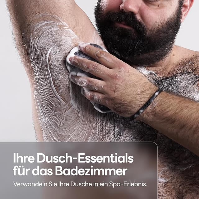 Detalle de Seifenspender-Tasche mit Rauer & Sanfter Peeling-Oberfläche – Netzbeutel mit Griff, 2er Pack