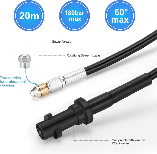 Thumbnail 3 de WADEO 20M Manguera de Alta Presión 💧 para Limpiar Tuberías