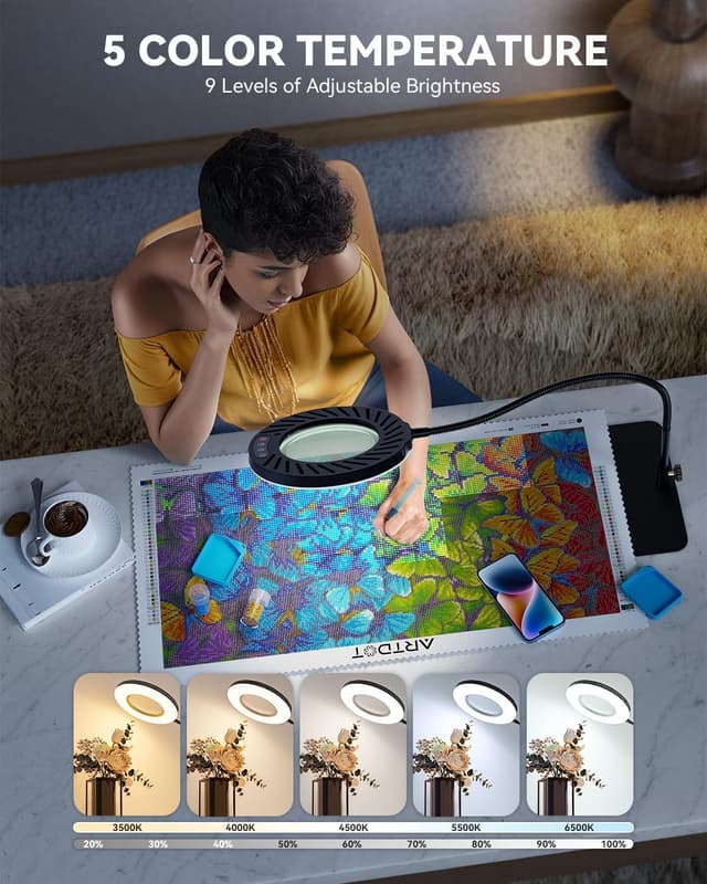 Thumbnail 4 de ARTDOT 10X Magnifying Glass 5‑mode light 🔍