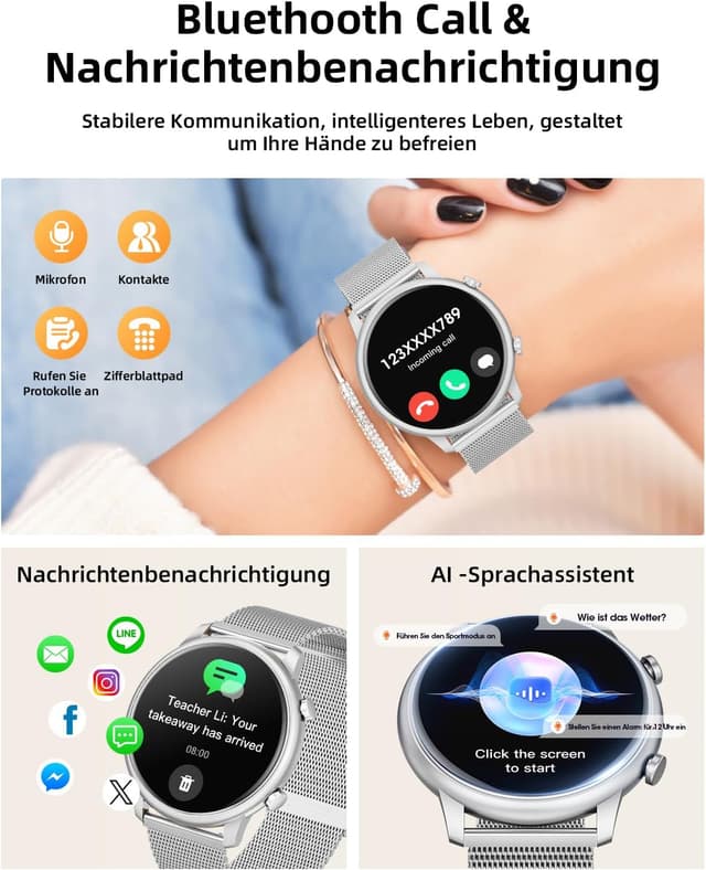 Detalle 1 de Hwagol Smartwatch Damen 1,39 Zoll