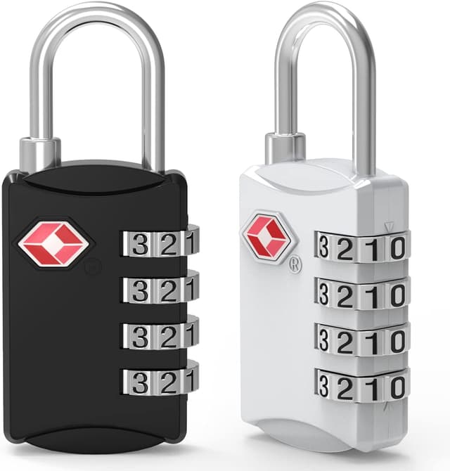Detalle de Diyife TSA 4-Digit Luggage Locks (2 Pack) – Combination padlocks for suitcases, lockers and more (Black & Silver)