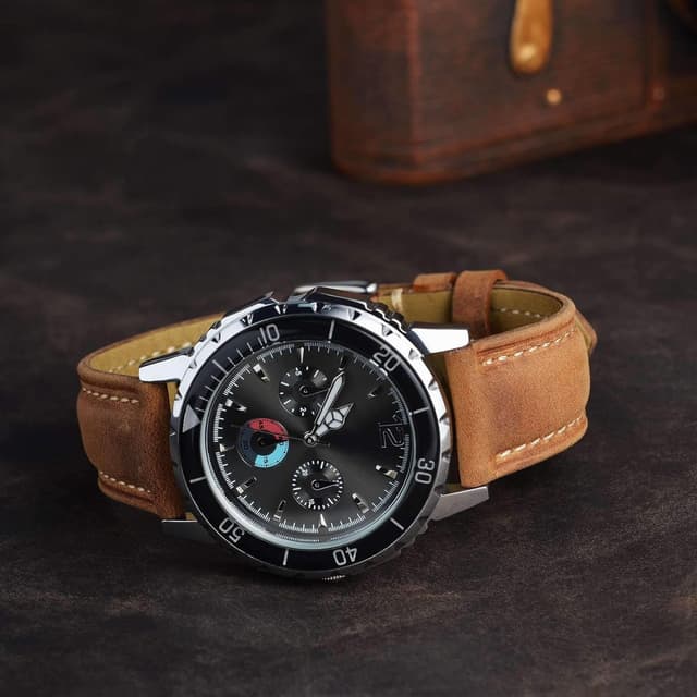 Detalle 2 de BISONSTRAP Uhrenarmband aus Vintage Crazy-horse Leder – Ersatzband mit 14 bis 24 mm Bandbreite