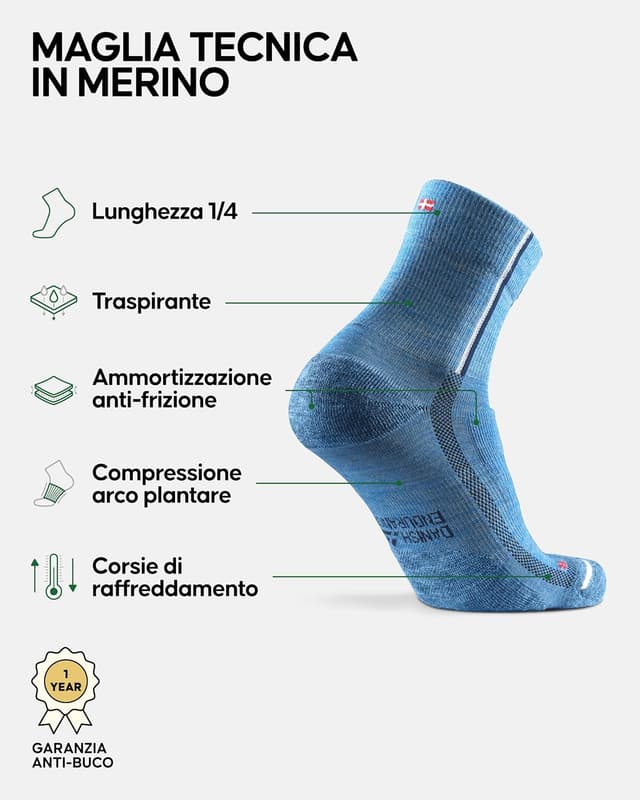 Detalle de DANISH ENDURANCE Calze da ciclismo in lana merino per uomo e donna (2 paia) termiche e traspiranti