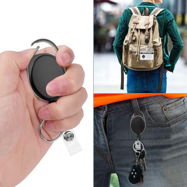 Detalle de Vicloon einziehbarer Schlüsselanhänger (2er-Set) mit Clip und Schlüsselring – für Ausweis, Karten und Schlüssel