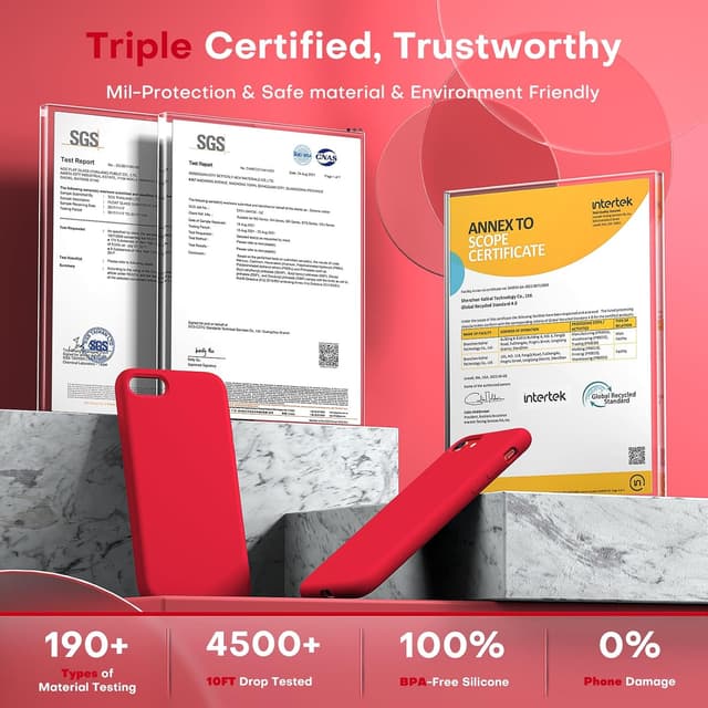 Detalle de TOCOL Silicone for iPhone SE Case (Red) — liquid silicone slim protective cover