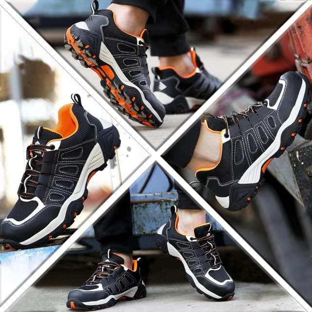 Detalle de ISOOUS Scarpe Antinfortunistiche con punta in acciaio traspiranti leggere (nero/arancione) UE 40