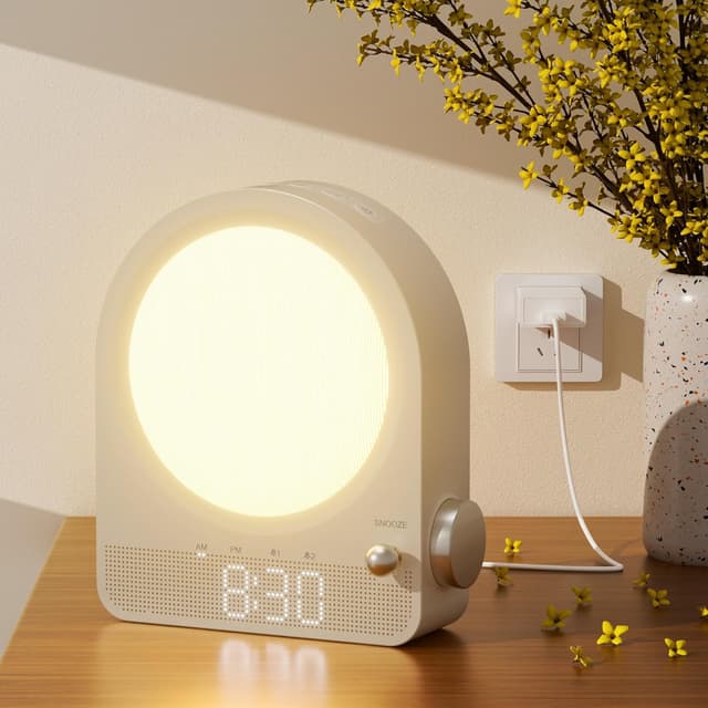 Detalle de blonbar Sunrise Alarm Clock Wake-up Light Touch Lamp with Aurora Borealis & 10 Sounds (Grey)