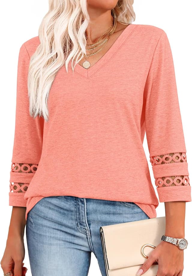 Thumbnail 6 de Womens 3/4 sleeve V neck blouse