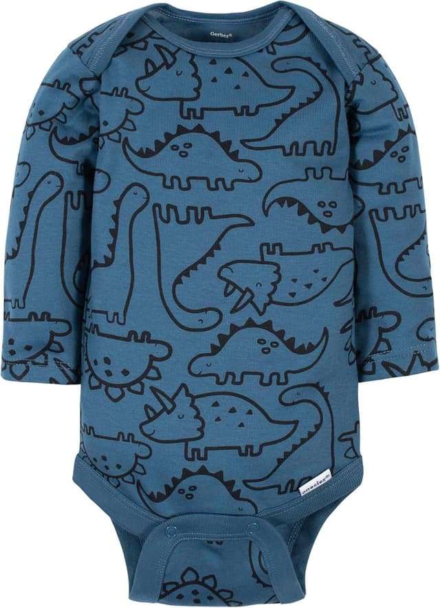 Detalle 2 de Gerber Neonati – Confezione da 6 tutine a maniche lunghe, blu dinosauro (neonato)