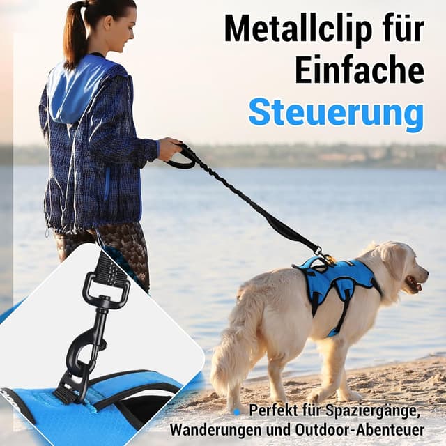 Thumbnail 6 de rabbitgoo Ausbruchssicheres Hundegeschirr mit Griff, gepolstert – Größe L (blau)