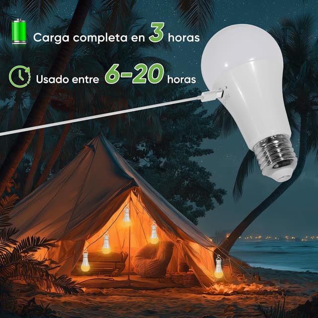 Thumbnail 4 de Kimjo Bombilla LED E27 RGB Recargable con Control Remoto 💡 (4 Piezas)