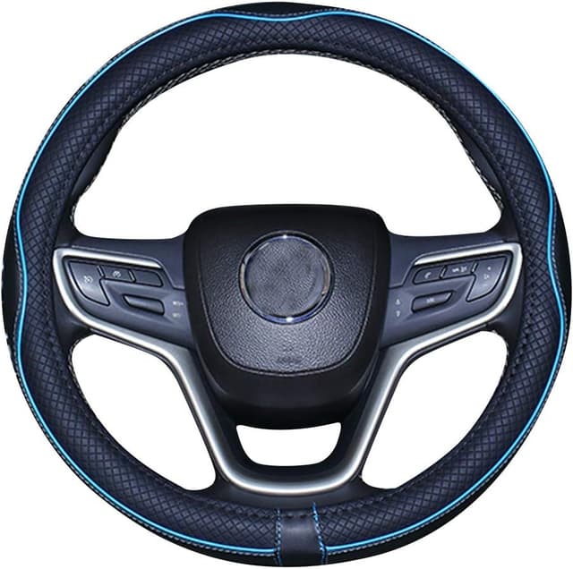 Detalle de 19-inch microfibre leather steering wheel cover for big trucks (Black & Blue)