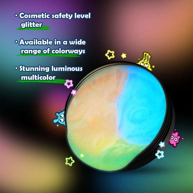 Detalle de WATERELF Glow in the Dark Putty Slime Putty Tin (Pink/Yellow/Orange) for Kids, Teens, and Adults