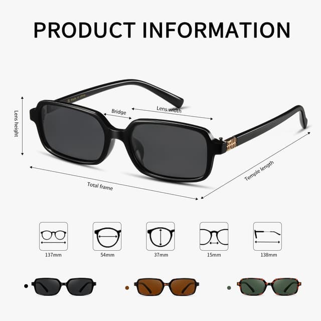 Thumbnail 4 de MASDUN Polarized Narrow Rectangle Sunglasses 3 Pack 😎