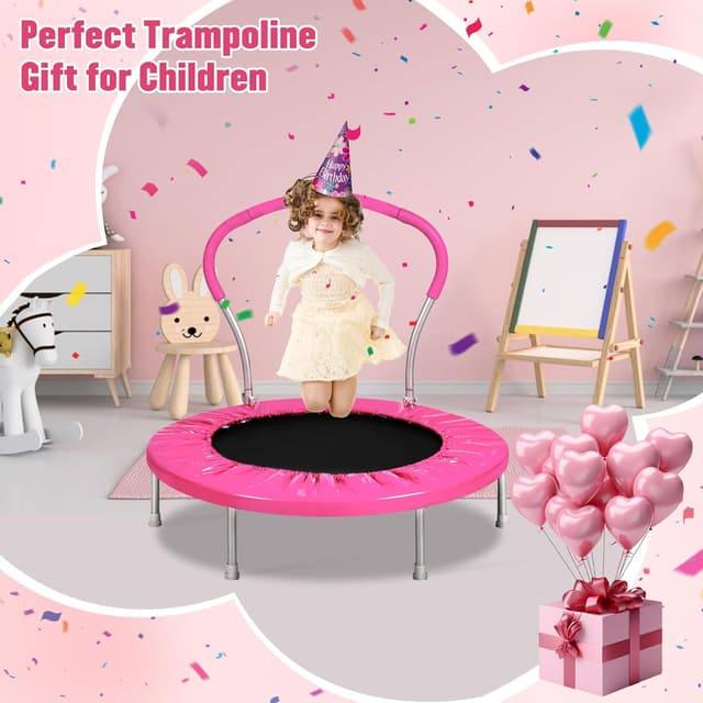 Detalle 2 de Lyromix 36-Inch Kids Trampoline With Handle — Indoor Mini Trampoline for Toddlers and Light Fitness